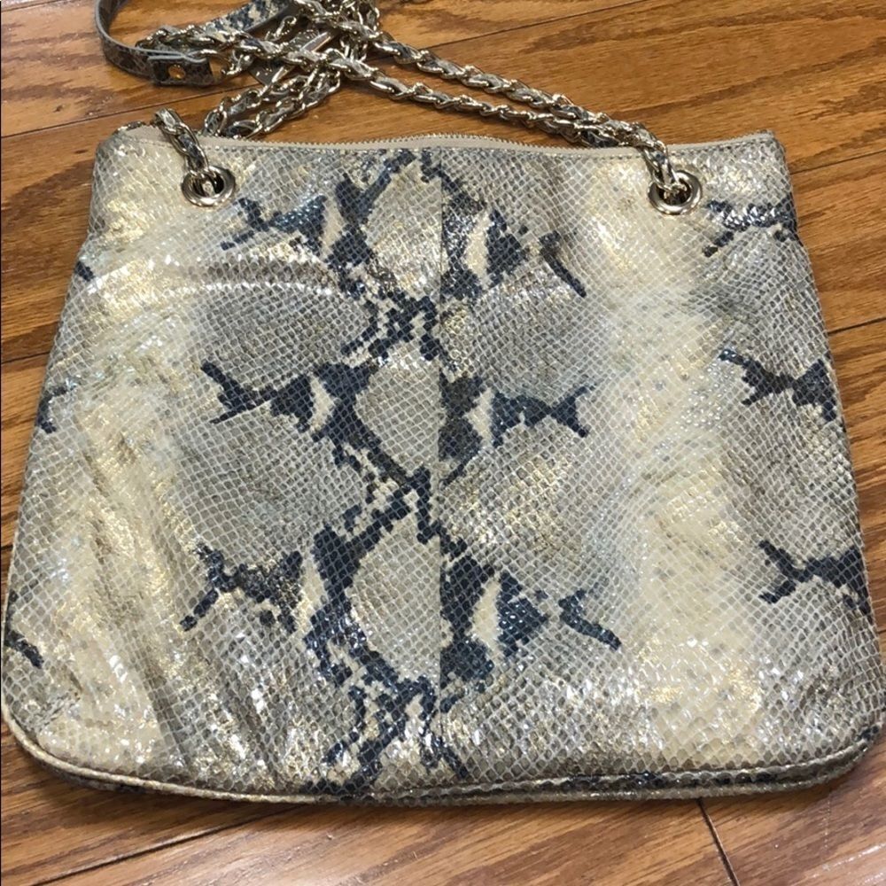 DKNY Large Python Print Leather Crossbody - Picture 5 of 14